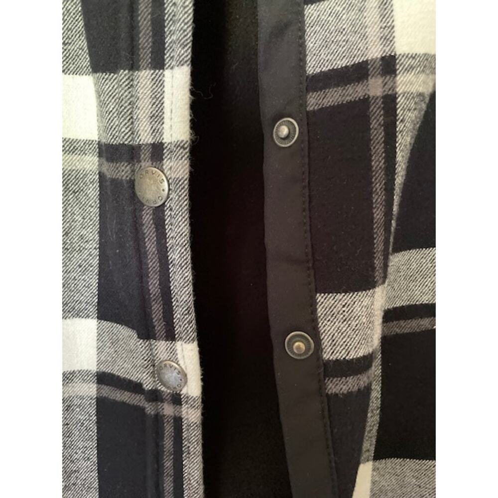 Orvis Size Medium Flannel Shirt Jacket Fleece Lined Black & White 100% Cotton - Picture 3 of 6